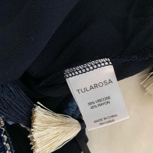 Tularosa Revolve Cory Halter Top Navy Blue Tassels Open Back Embroidered Size XS - Picture 14 of 16
